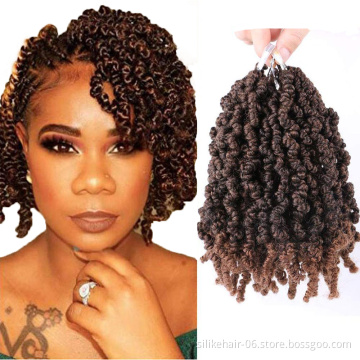 10 inch Pre twisted Spring Twist Crochet Braids Ombre Fluffy Short Curly Passion Twist Braiding Hair Synthetic Hair Extensions